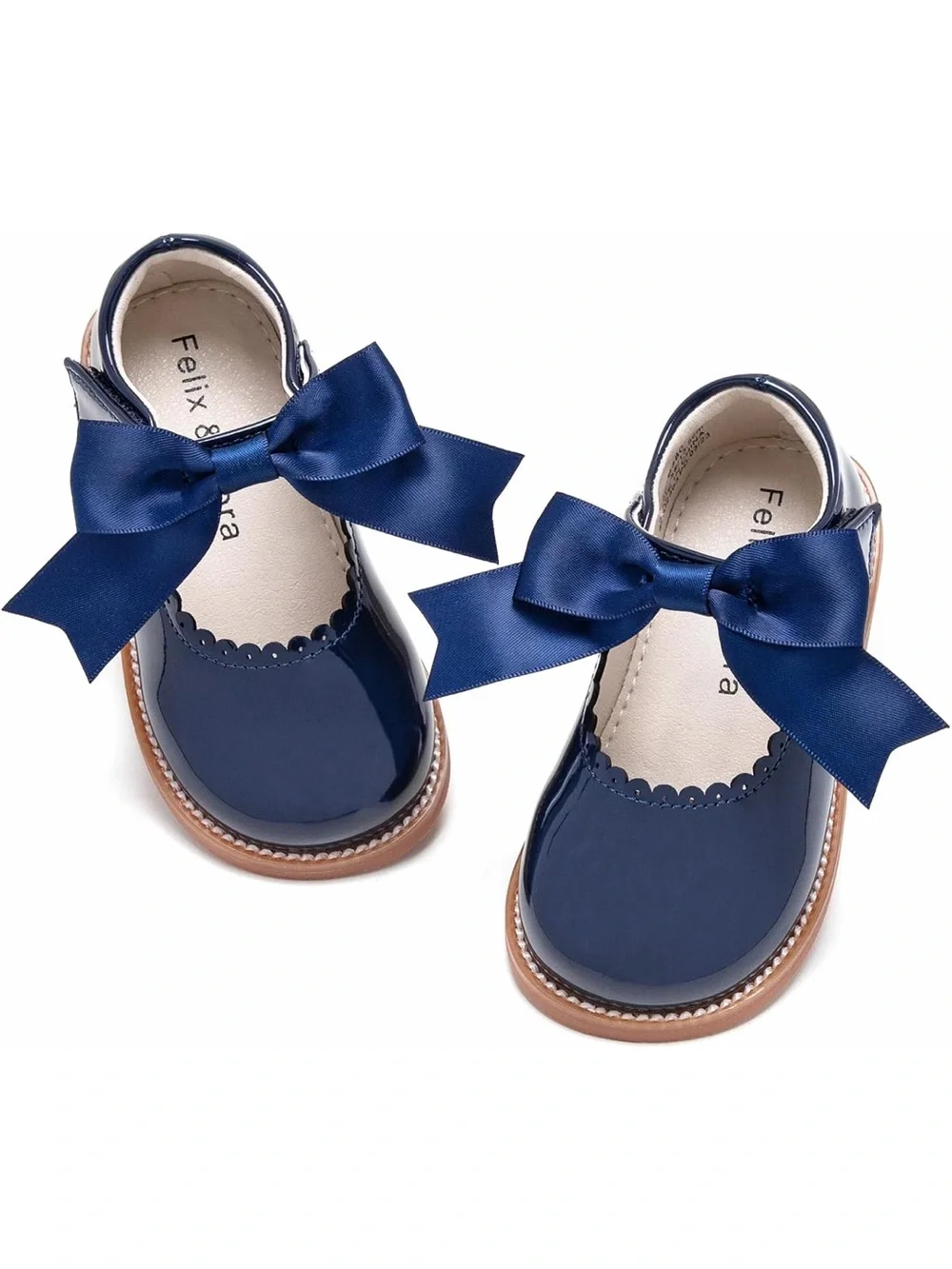 Patent Navy Bow Mary Jane Shoes